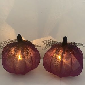 Halloween Decorative Set Of 2 Purple Nylon Fabric Light Up Set. Brand New.